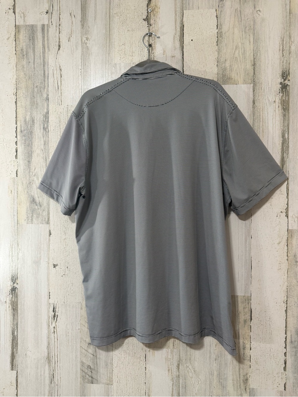 Nike Black White Thin Stripes Performance Short-Sleeve Polo - Picture 9 of 10
